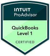 Intuit ProAdvisor QuickBooks Level 1 Certified badge